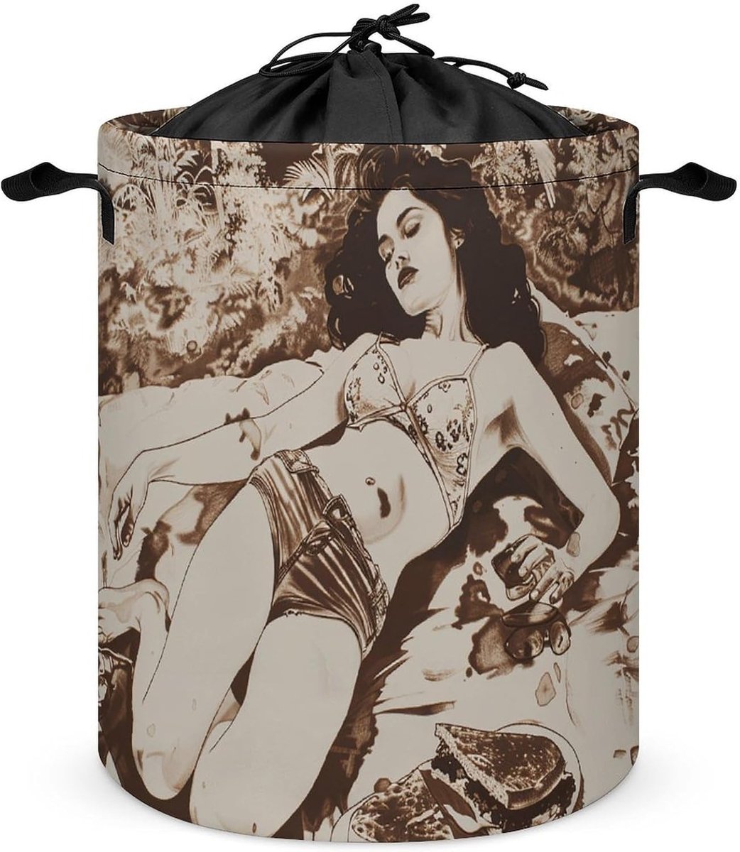 Wasmand Grote Capaciteit Vuile Kleding Opberger Thuis Organiseren Vast Trekkoord 60 x 40 cm