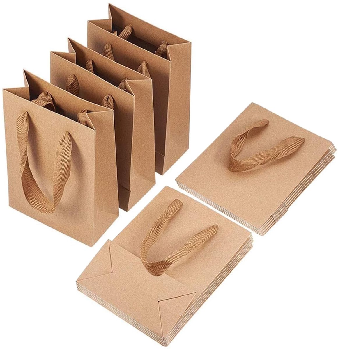 Dailygoods- Geschenkzakken 10 Stuks - Papieren Kraft - Recyclebaar - Duurzaam - Met Handvat - Milieuvriendelijk - Boodschappentas
