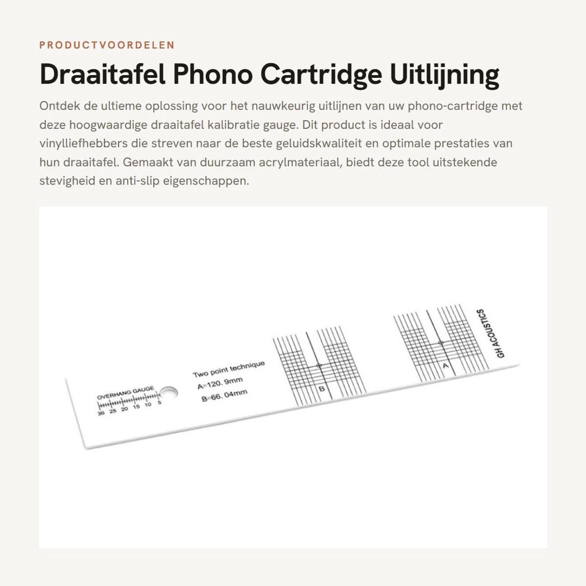 Dailygoods- Uitlijn Gauge Antislip - Kalibratie Tool - Dubbele Nauwkeurige Uitlijningspunten - Acrylmateriaal - Voor Draaitafel Onderdelen - Professionele Uitlijning - Cartridge Uitlijn Tool