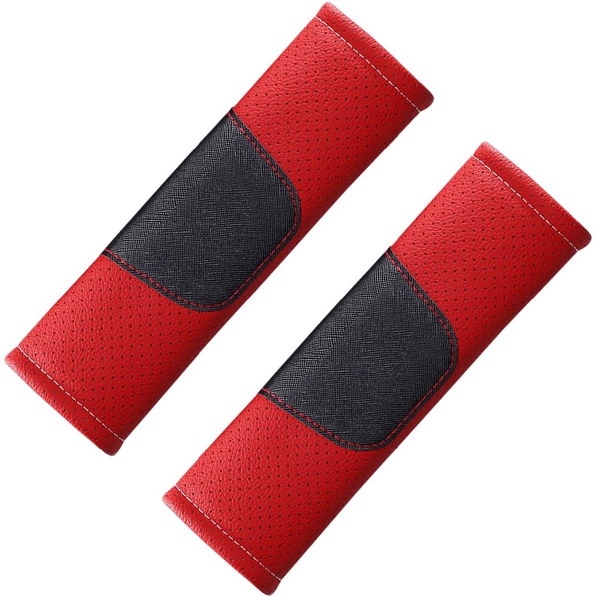 Dailygoods- Gordelpads 2 Stuks - Afneembare Veiligheidsgordel - Schouderbeschermer - Leren Patchwork - Ademend Leer - Comfortabel en Slijtvast - Gordelbeschermers