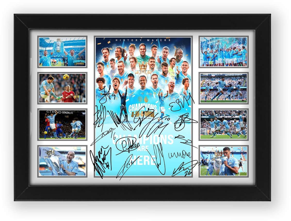 Dailygoods- Poster Manchester City 2024 Kampioenen - Beperkte Editie - Verzamelbaar Merchandise - Handtekening - Niet-ingelijst A4 (30x21cm) - Fanscadeau - Wanddecoratie