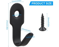 Dailygoods - NiceLand 10 stuks mini-wandhaken, kledinghaken, metaal, zwart, met 10 schroeven, voor slaapkamer, woonkamer, keuken
