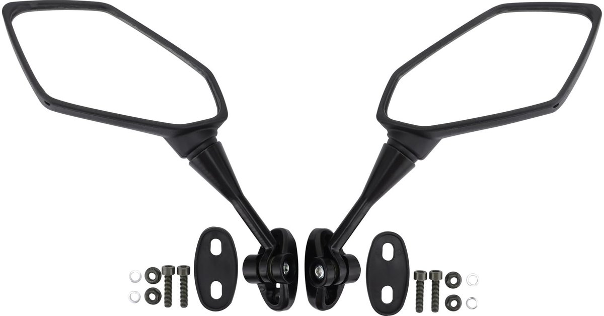 Dailygoods - Zwarte Zijspiegel - Vervangingsspiegel - Robuust en Duurzaam - Voor Motorfiets en Scooter - Waterdicht en Schokbestendig - Geschikt voor...
