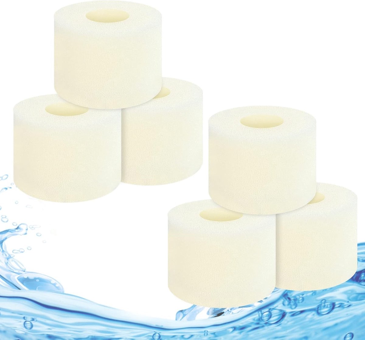 Pack van 6 herbruikbare schuimfilters voor zwembadreiniging - Hoog elastisch en effectief filtermateriaal voor optimale waterkwaliteit