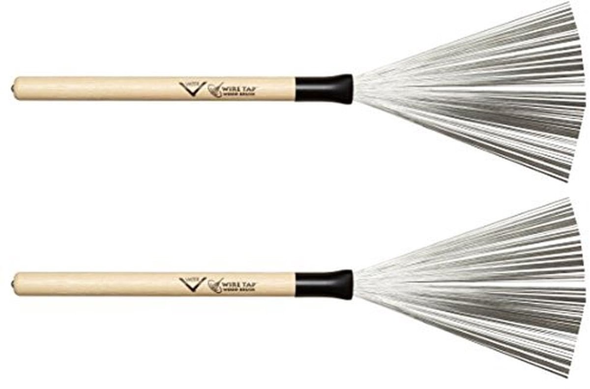 SnelShoppen - Vater VWTW Brush Bezem met Houten Handvat voor Trommel Geluid, Professionele Drums, Duurzaam en Ergonomisch Ontwerp, Ideaal voor Muzikan