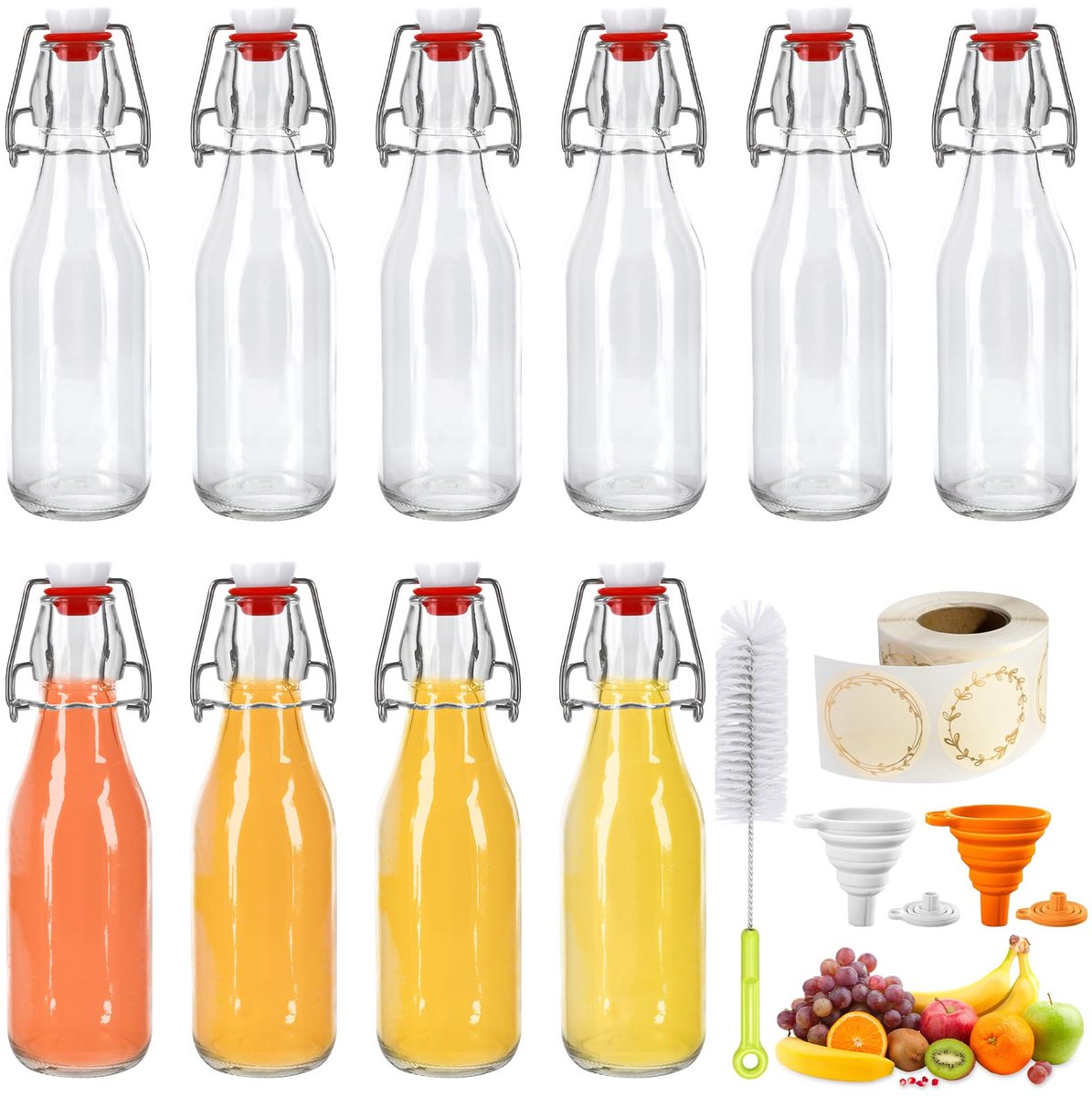 SnelShoppen - 250 Ml Glazen Flessen met Beugelsluiting - Kleine Flessen voor Vullen - Perfect voor Feest, Keuken, Camping en Tuin