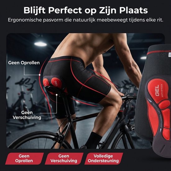 Mountainbike Onderbroek Heren - Fiets Sportonderbroek met Zeem & Verdikt siliconenkussentje - 5D Gel Pad Shockproof - Shockproof MTB Sportbroek - Ademend Mesh - Rood en zwart XL — afbeelding 5