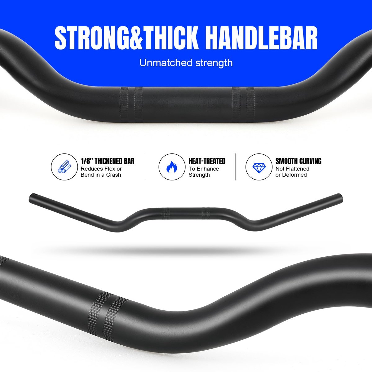 SnelShoppen - Stuur voor motorfiets 22 mm, 7/8 inch universeel zwart, geschikt voor Cafe Race, Bobber, Motocross, Dirt Pit Bike, ATV, e-bike en Mini B