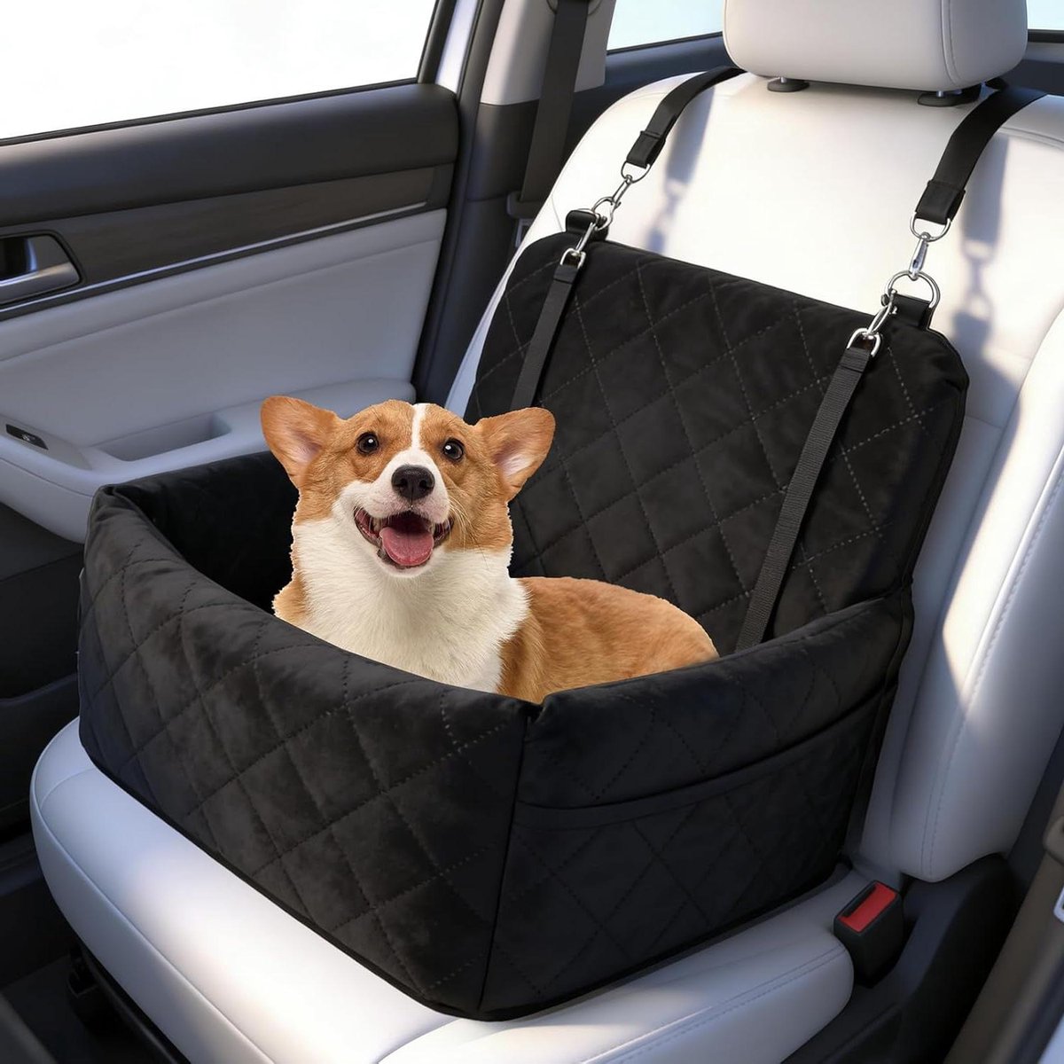 Honden autostoel - Huisdier booster - Veilig reizen - Traagschuim vulling - 45x45x34 cm - Grijs