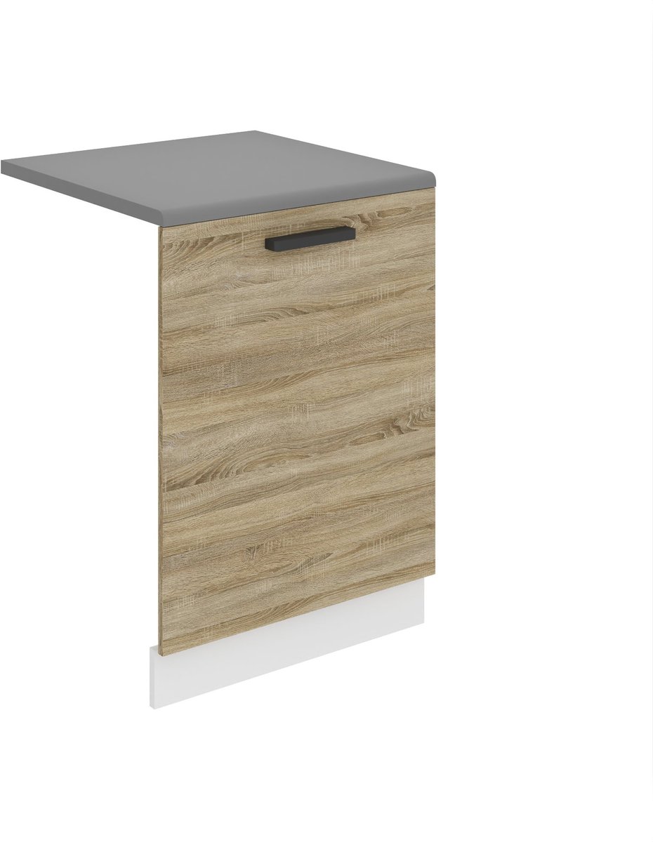 BELINI Voorpaneel Vaatwasser PZ 60 cm met Handgreep en Plint met Werkblad - Sonoma Eiken