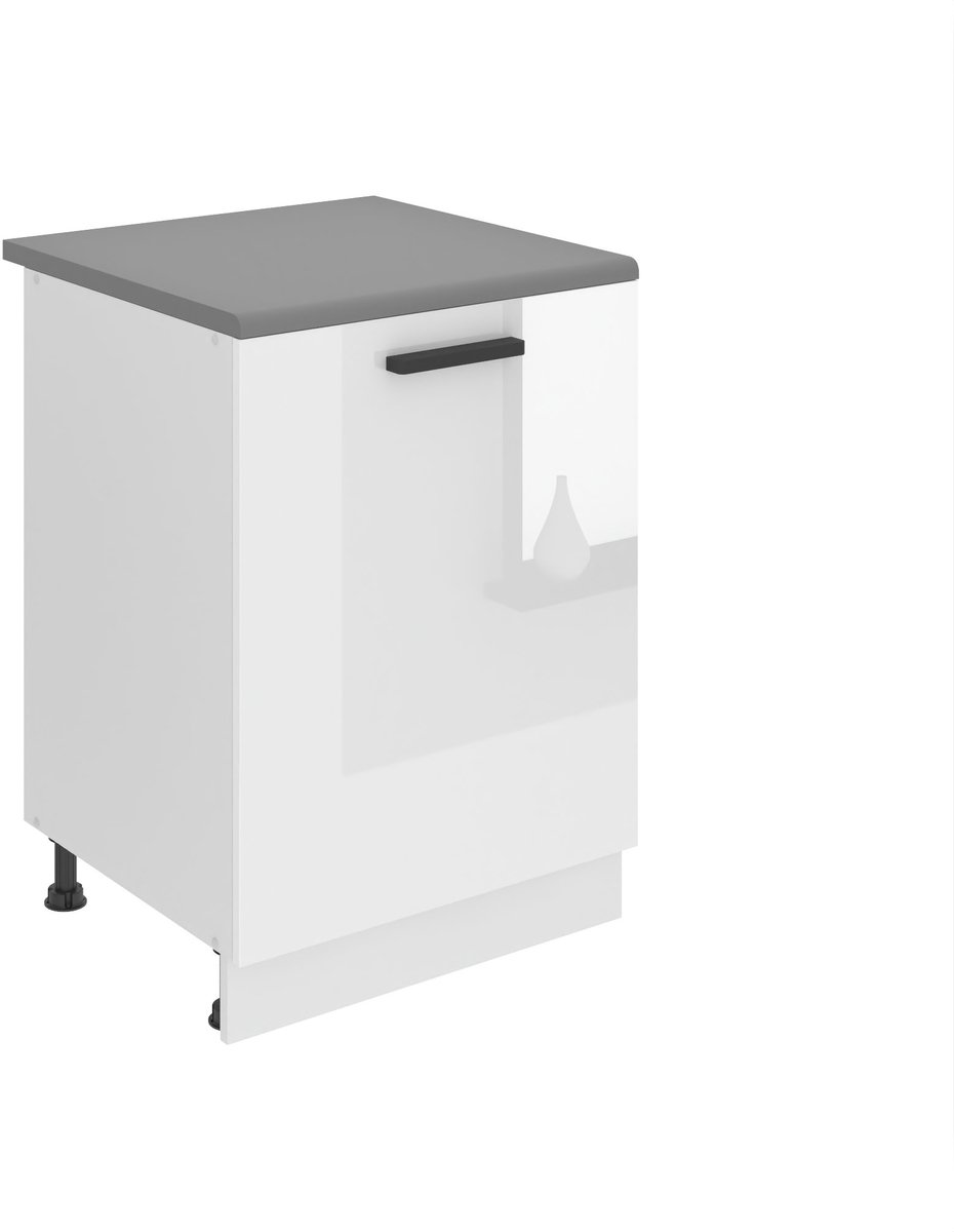 BELINI Keukenonderkast SD 60 cm met 1 Deur met Werkblad - Wit Hoogglans
