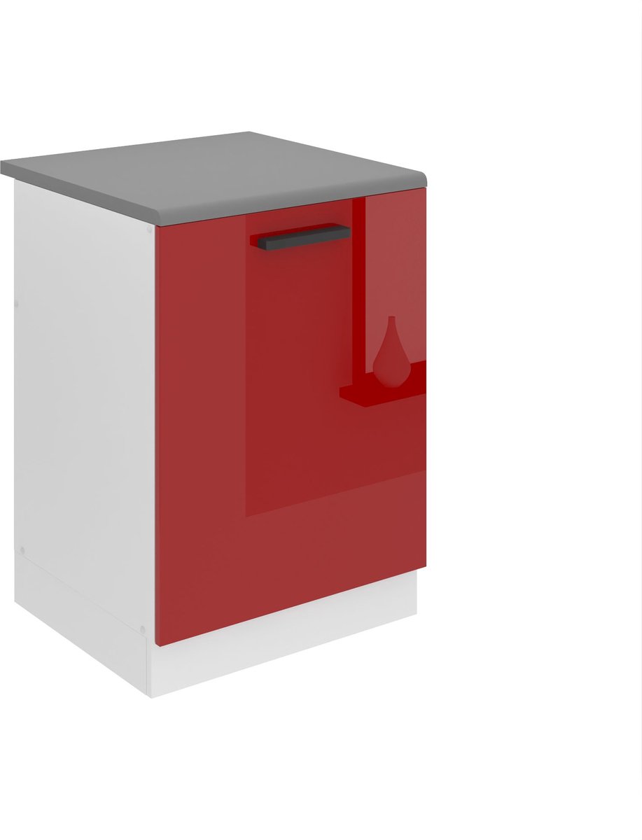 BELINI Spoelbakkast SDZ 60 cm met 1 Deur met Werkblad - Rood Hoogglans