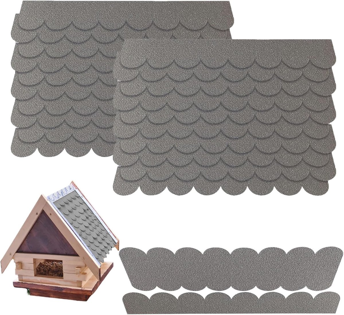 Set van 53 Waterdichte Mini Dakshingles voor Vogelhuisjes, Nestkasten en Insectenhotels, Zelfklevende Dakbedekking voor Konijnenhokken