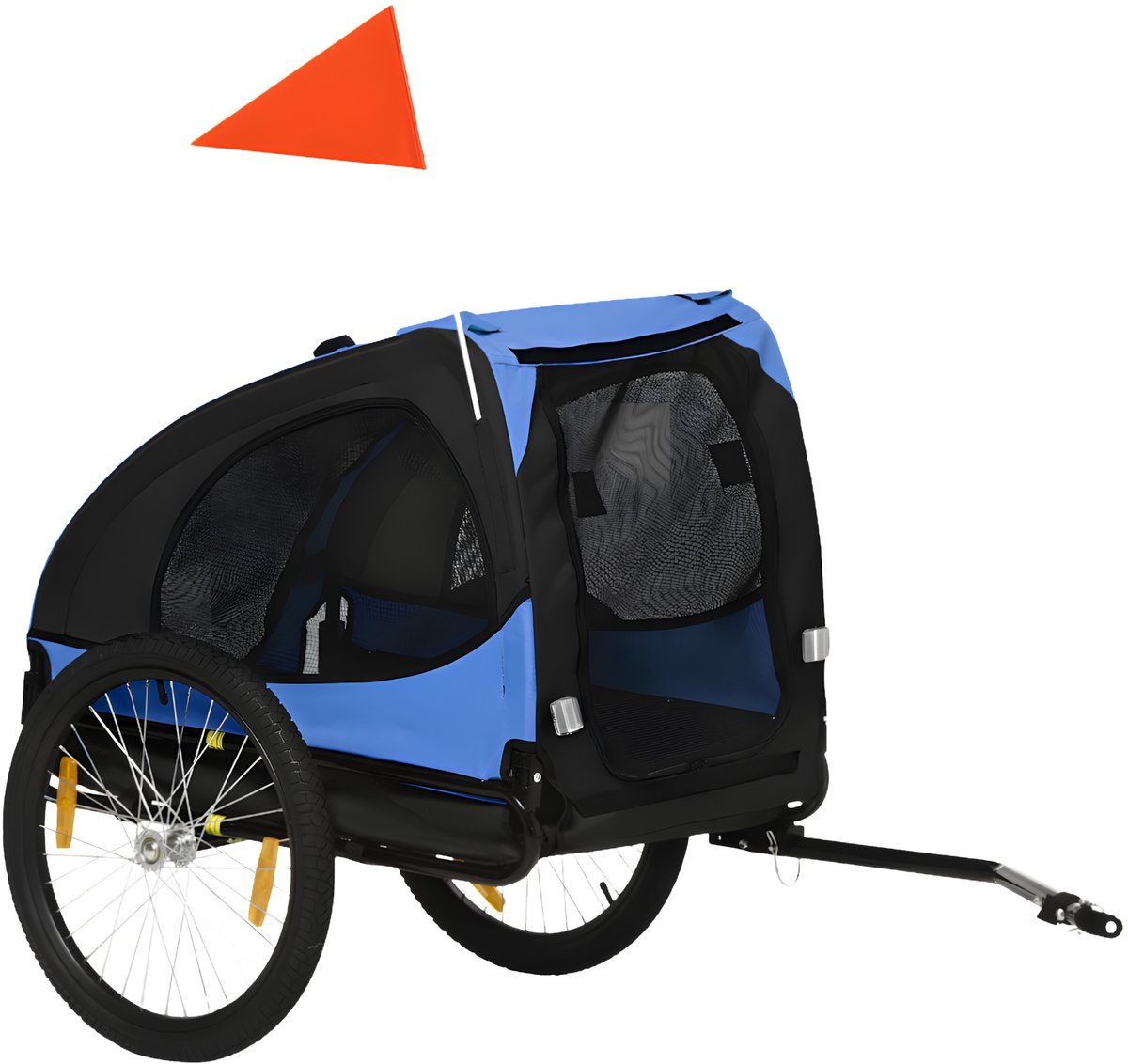 Hondenfietskar – Opvouwbare Fietsaanhanger met Mesh Vensters – Blauw