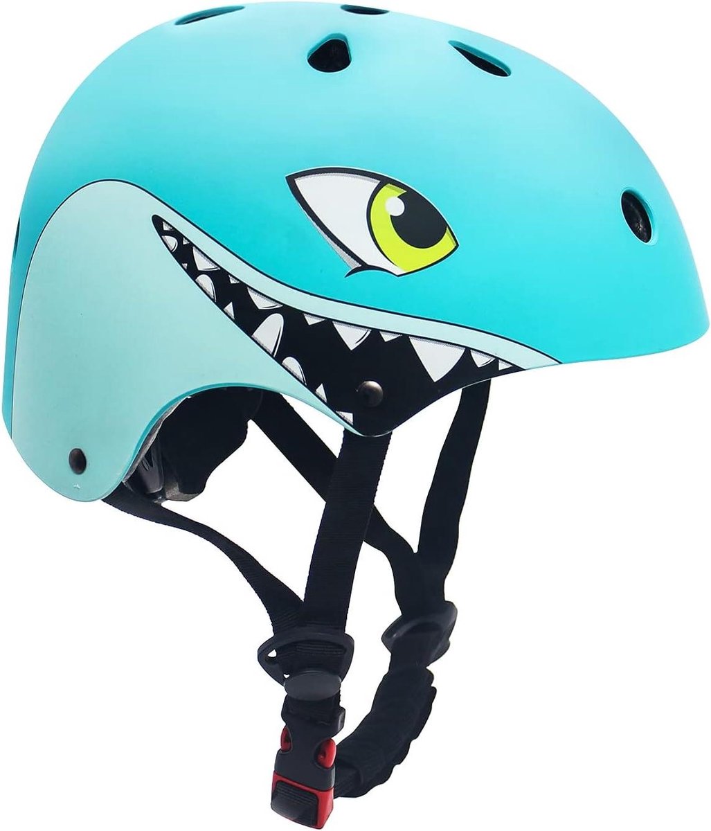 Kinderhelm - Sporthelm Kinderen - Veilig Sporten - Verstelbare Pasvorm - 51-54 cm - Haai
