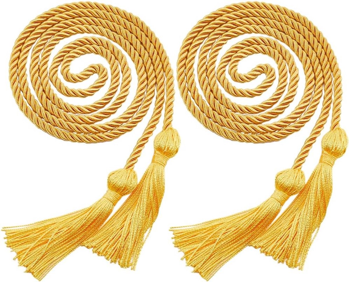 Dubbele Eer Touw met Franje voor Afstuderen - 1.7 m Gouden Gevlochten Polyester Eervolle Touwen, Decoratieve Band en Accessoires voor Ceremonies