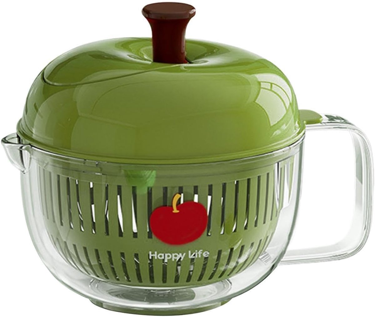Groente Fruit Wasbak - Slacentrifuge Droger - Salades Maken - Antislip Bodem - 21 cm - Groen