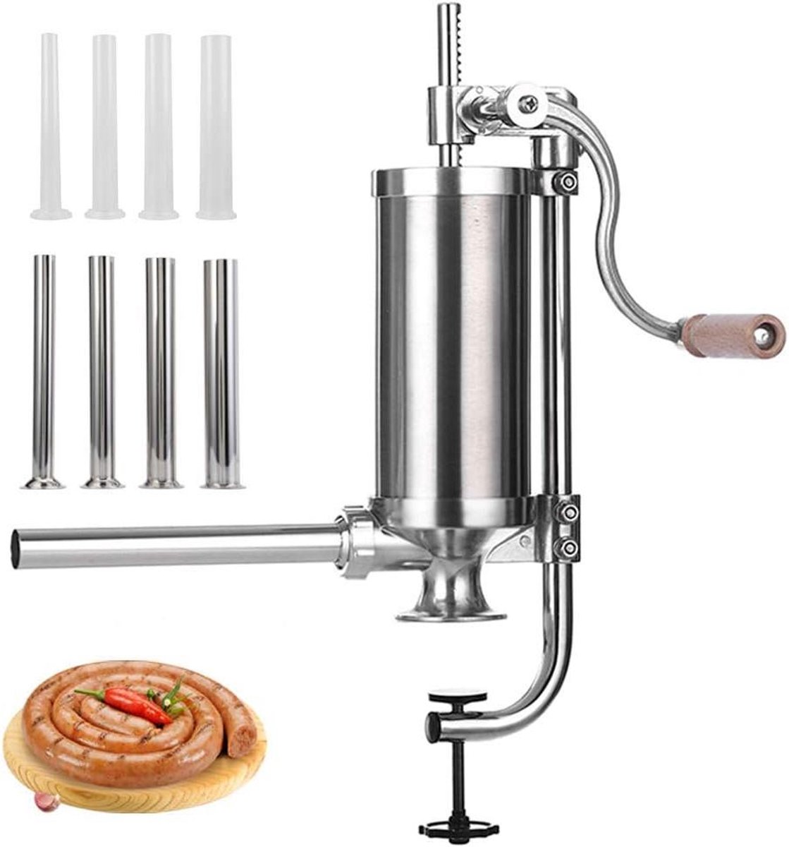 Worstenvuller Keukenmachine Vleesvuller Zelf Worst Maken Verticale Bediening 25 kg Capaciteit Zilver