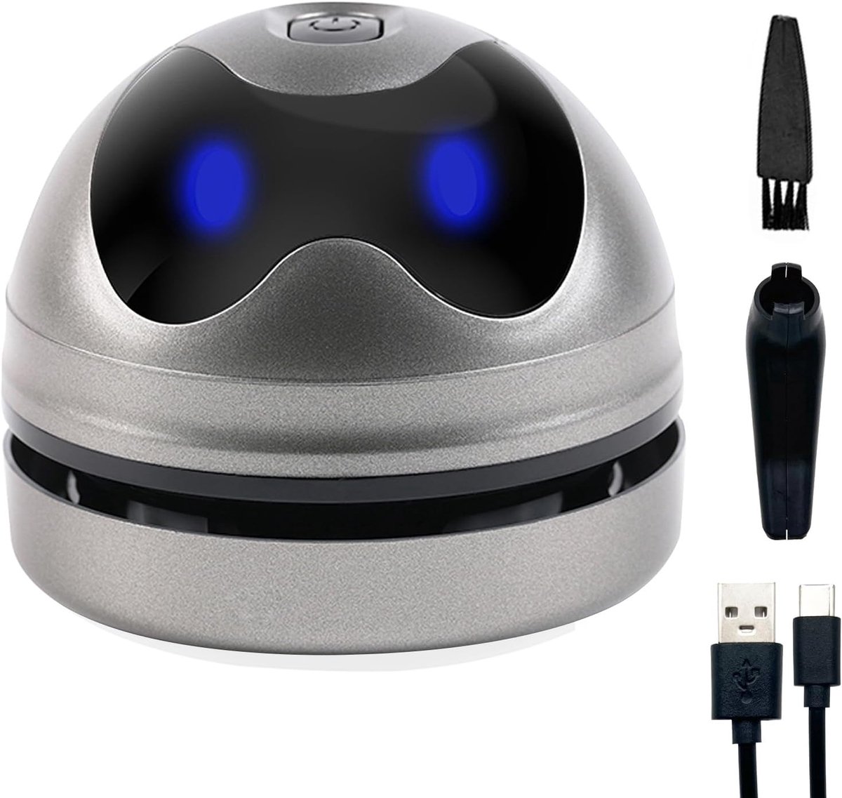 KZQ Stille mini bureaustofzuiger met USB-C opladen - Draagbare palmstofzuiger voor kruimels zaadjes haren en kunststofdeeltjes - Laag geluidsniveau en schattig ontwerp - Grijs
