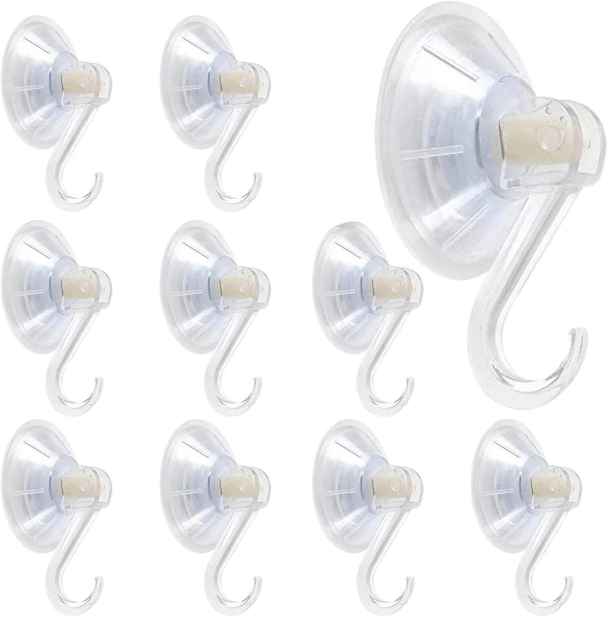 10 Suction Cups met Haken, Sterke Hechting tot 5kg, Waterdicht en Herbruikbaar voor Badkamer, Keuken en Ramen