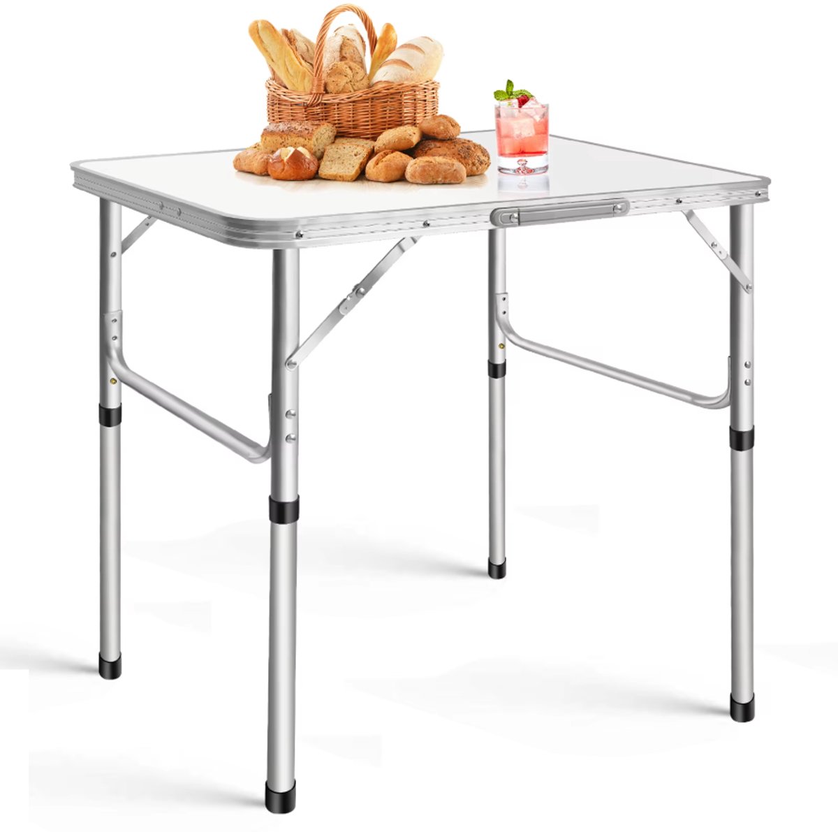 Lilac & Lily Inklapbare Kampeertafel - Mini Campingtafel - Klaptafel - In Hoogte Verstelbaar - Draagvermogen 50KG - 70 x 75 x 55