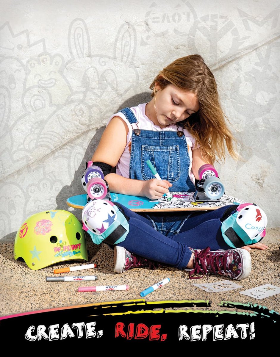 SnelShoppen - Wipeout Droogwisbare Kinderhelm - Veilig Fietsen, Schaatsen, Scooteren, Inline Skaten, Rolschaatsen - Maat S - Roze