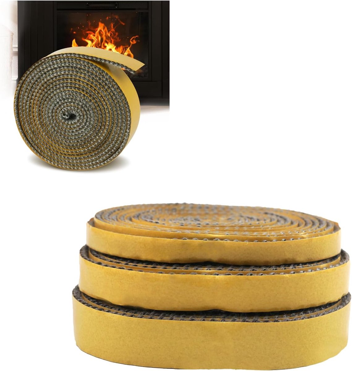 SnelShoppen - Afdichting voor open haard 3 mm x 20 mm x 3 m - Hittebestendig, Flexibel, Voor Veiligheid en Comfort - Ideaal voor Thuisgebruik