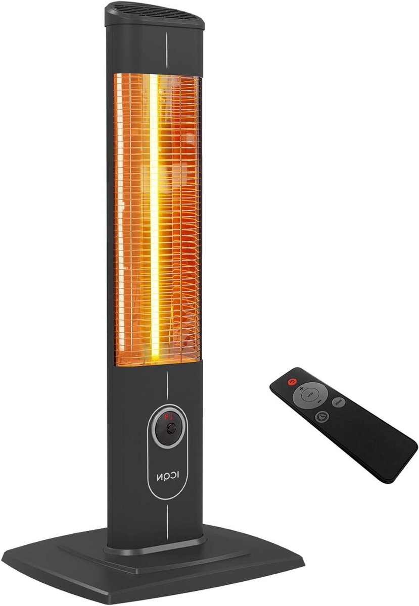 Staande Kachel - Infrarood Straler - Buiten Verwarmen - Afstandsbediening Timer - 2300 Watt - Zwart – foto 8