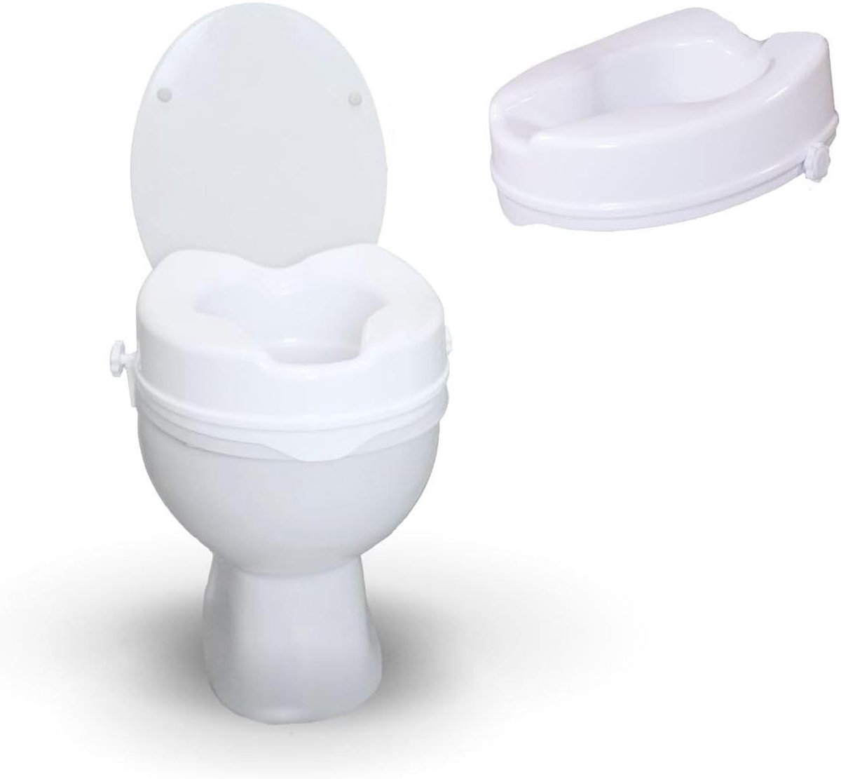 Toiletverhoger - Verhoogde toiletbril - Meer comfort - In hoogte verstelbaar - 10 cm - Wit