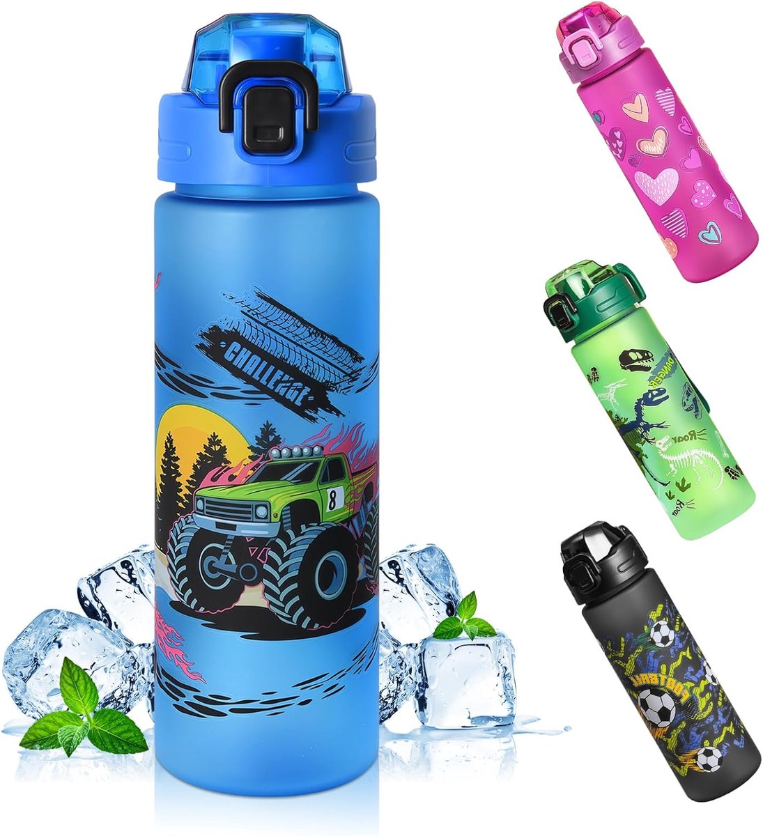 Kids drinkfles 700ML - BPA-vrij - Groene dino - Ideaal voor school en sport - ShopVlot