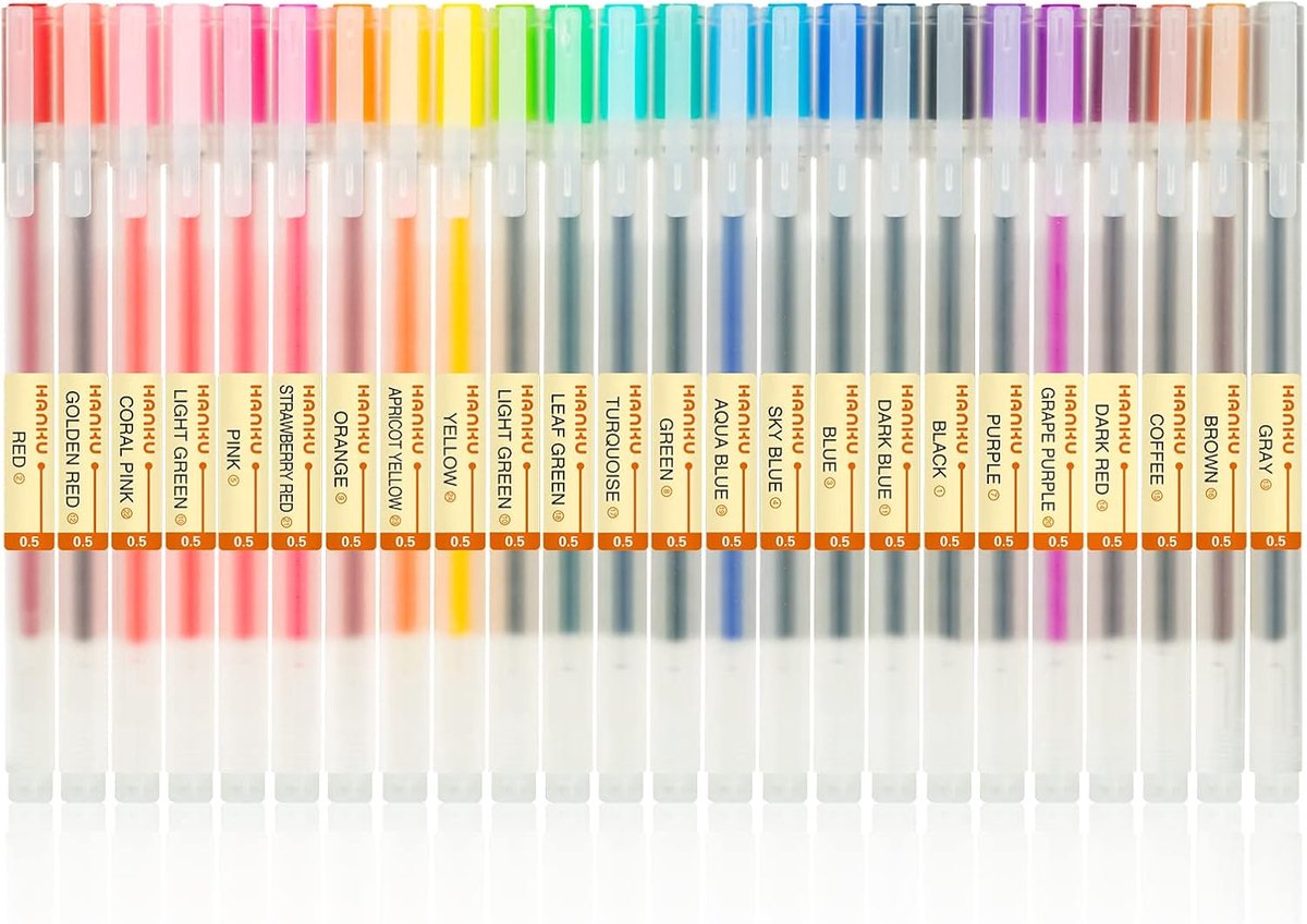 SnelShoppen - 24 Hoogwaardige Gelpennen met Fijne Punt 0,5 mm - Kantoorbenodigdheden, Schrijfaccessoires in Diverse Kleuren voor Creatief Gebruik en S