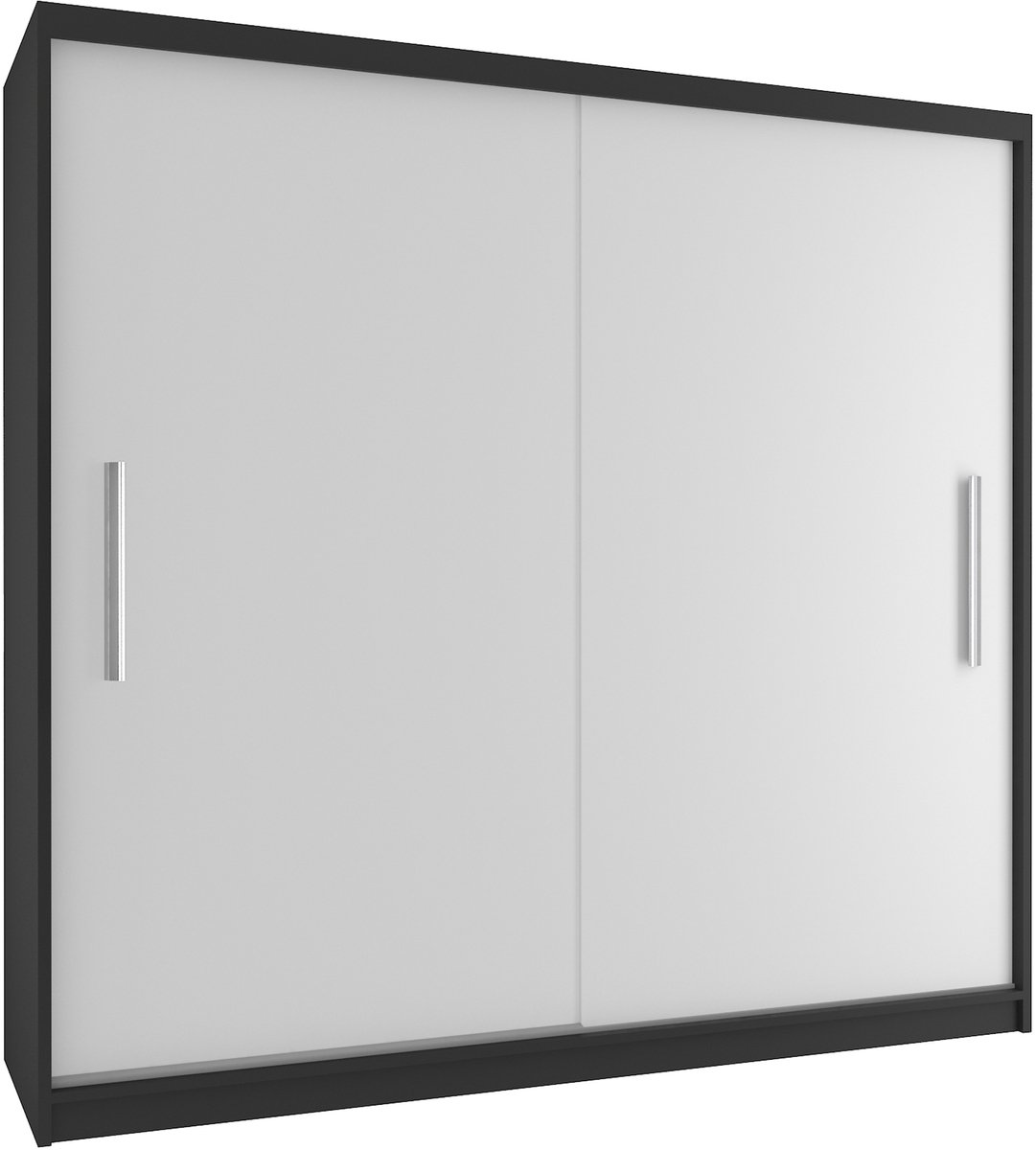 BELINI Verona SI Schuifdeurkast 200 cm Zwart/Wit Mat - Garderobekast met Lades - Comfort Line Slaapkamerkast