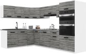 BELINI Keukenblok ITALIA 8 - Keukenmeubel Set 420 cm Grijs Glamour met Werkbladen - Boven- en Onderkasten