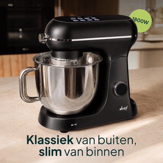 Vivid Green Luxe Keukenmixer - Touchscreen Display - 7L Mengkom - 11 Snelheden - Vaatwasserbestendig - Keukenmachine - Keukenrobot - Zwart van Vivid Green — afbeelding 3