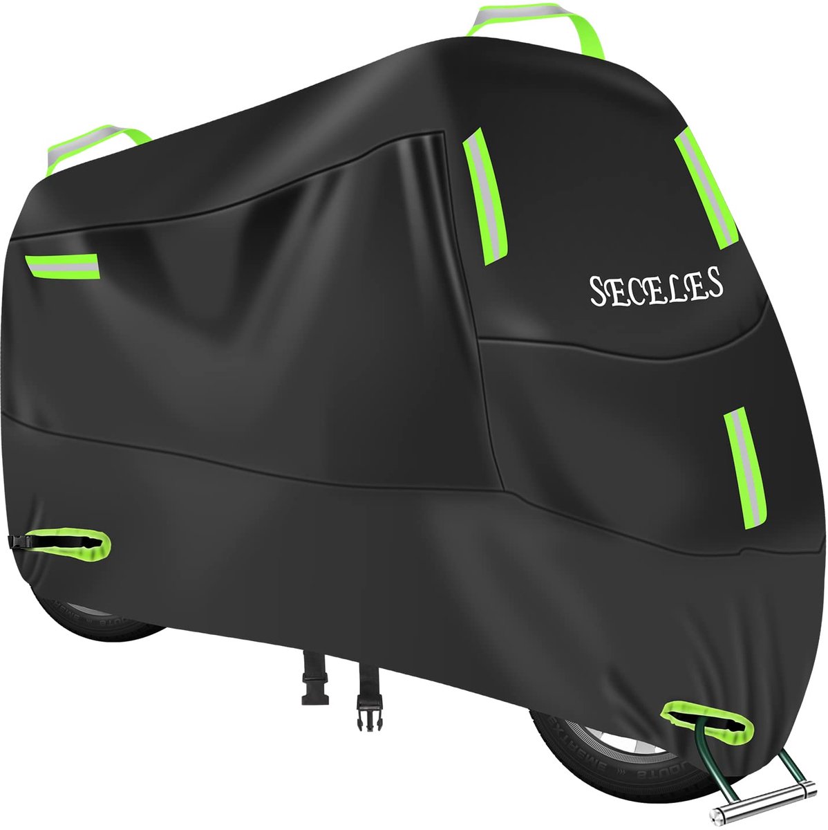 SnelShoppen - 300D Waterdichte Motorhoes Buiten - Motorafdekzeil voor Scooter en Bromfiets - Wind- en Regenbestendig met 7 Reflecterende Strips - Incl