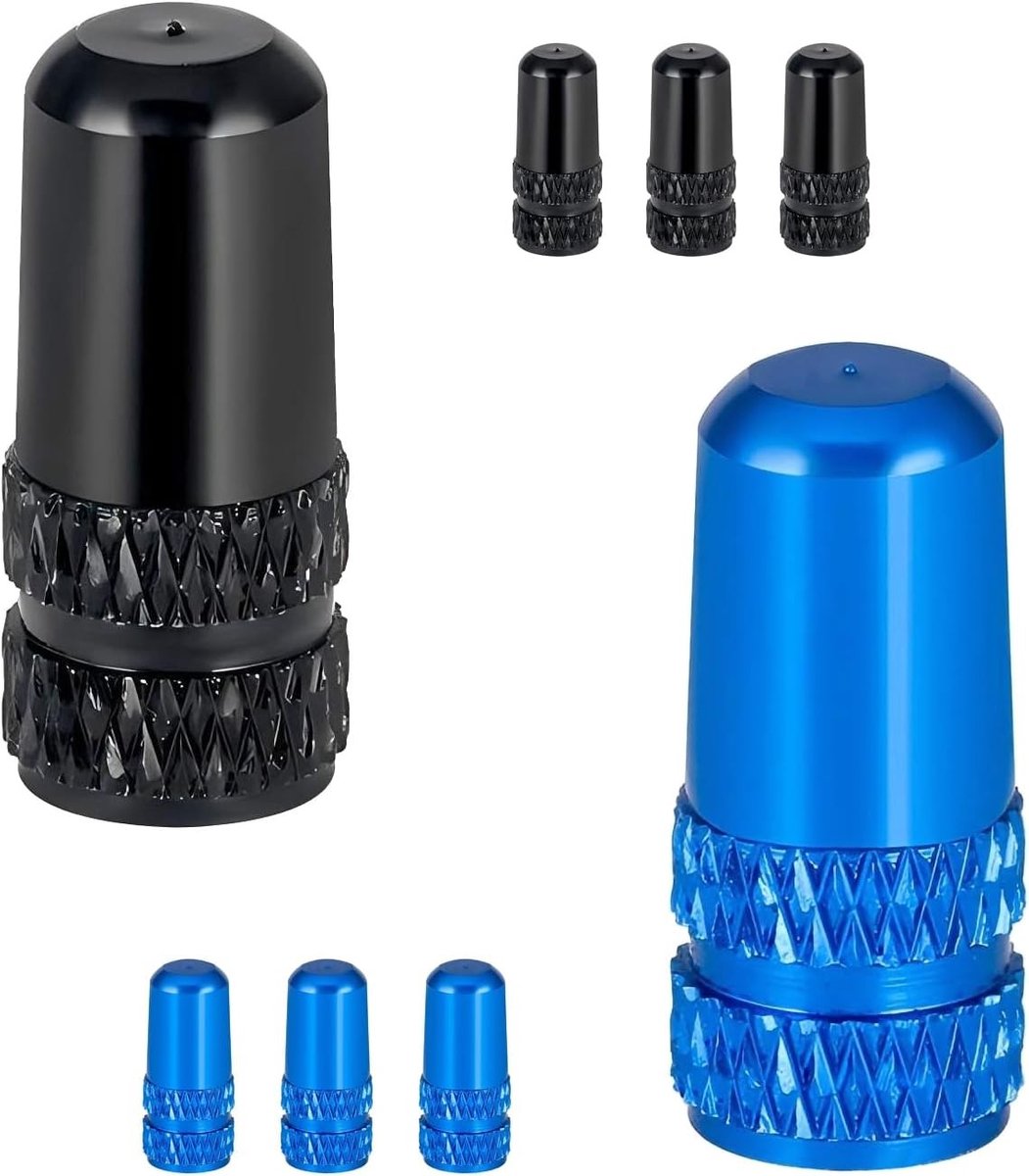Set van 8 Fietsventieldopjes Presta in Zwart en Blauw - Fietsaccessoires voor Optimale Bescherming en Stijl