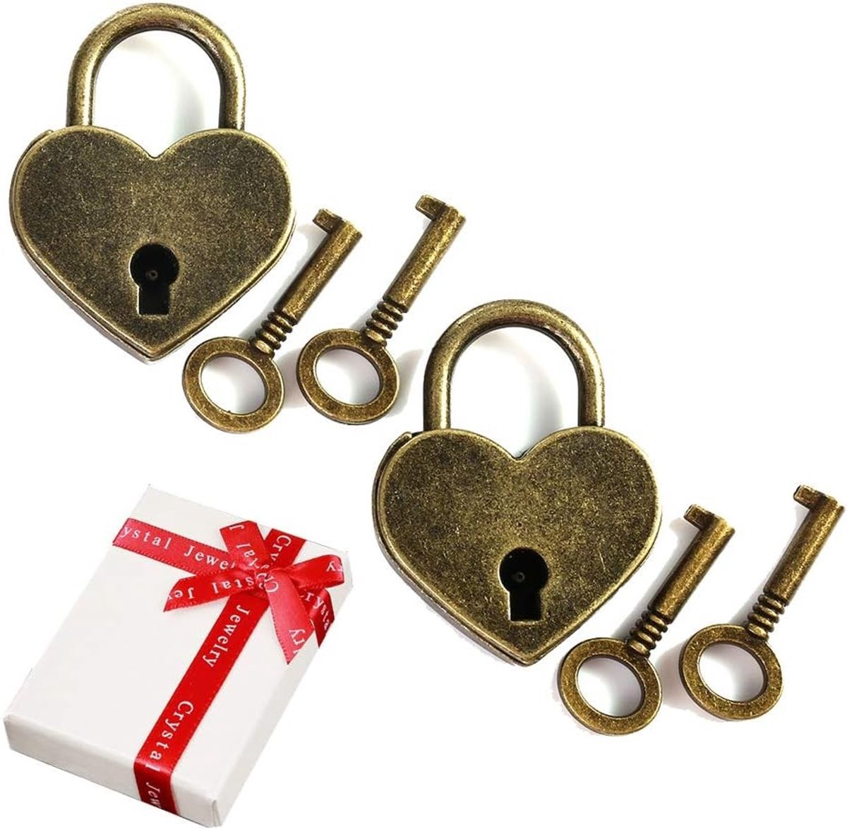 Antieke Hartvormige Mini Hangslot Set met Sleutels, Perfect voor Dagboeken, Cadeaus en Decoratie