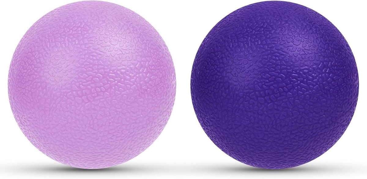 Massageballen Set voor Lichaam en Voeten, 2 Stuks voor Triggerpoint Therapie, Diepe Weefselmassage en Plantar Fasciitis Verlichting (Donkerpaars + Lichtpaars)