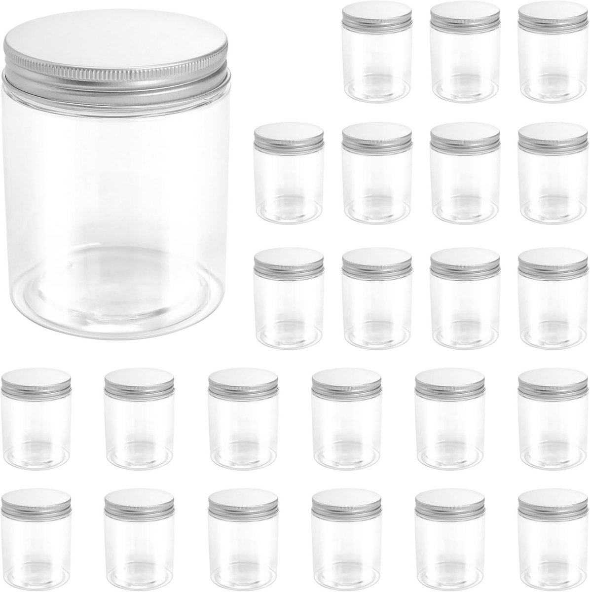24 Stuks 250ml Heldere Plastic Opbergpotten, Herbruikbare en Lekvrije Potten voor Specerijen, Crèmes en Lotion