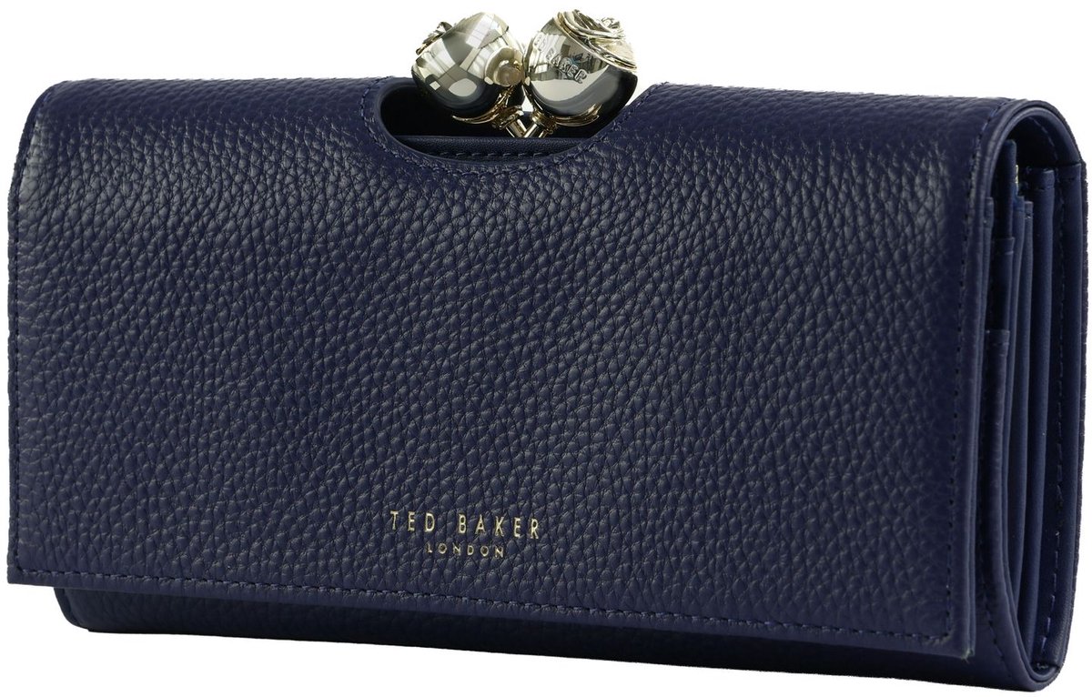 Ted Baker Leren portemonnee Roosali Rose Detail Leather Large Bobble Purse Dk -Blue donkerblauw