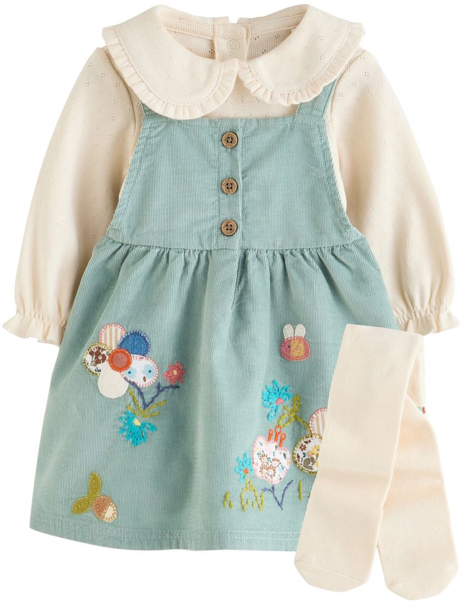 Next - Meisjes - 3-delige babyset met overgooier, rompertje en maillot - Groen