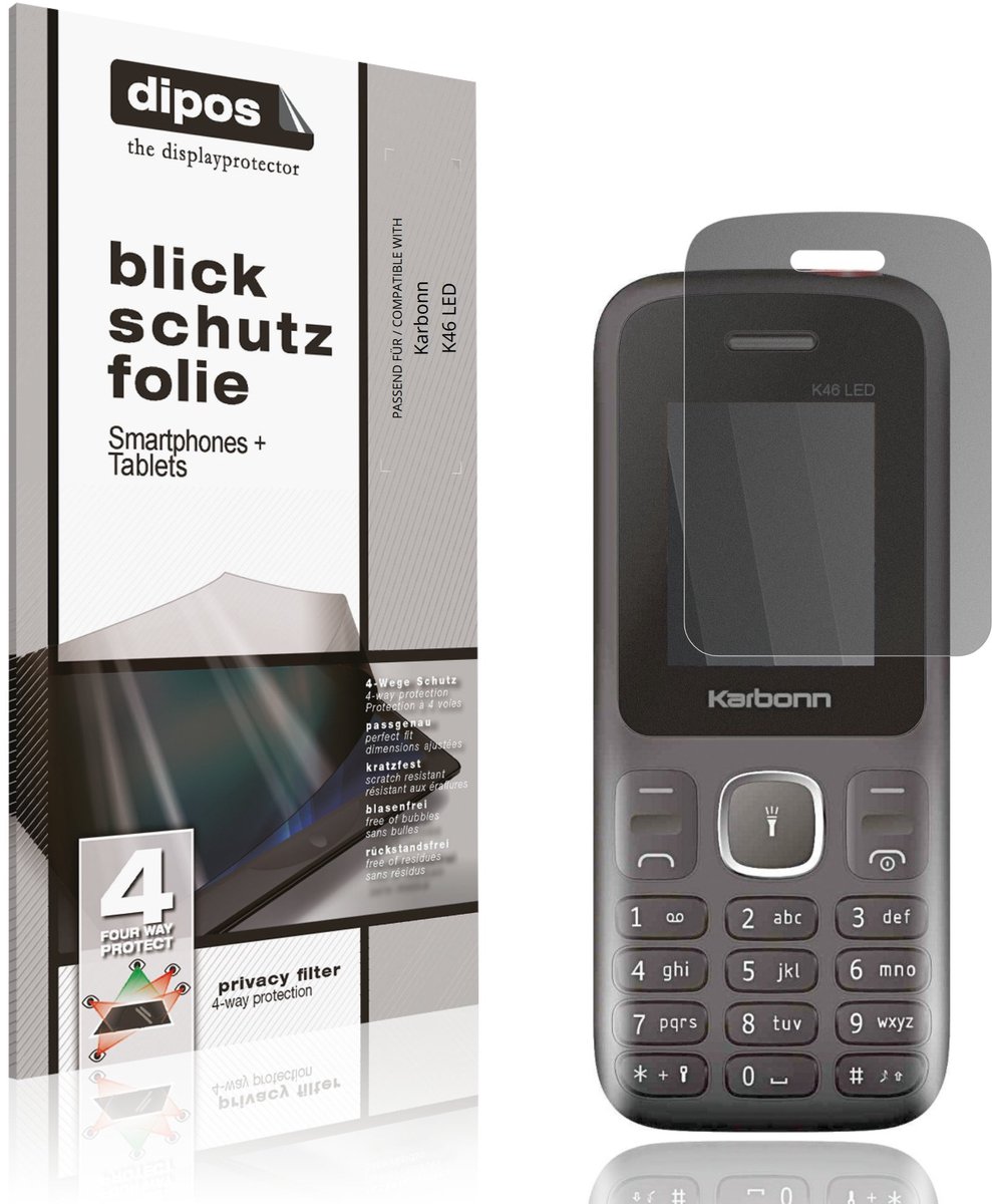 dipos – Matte Privacy Screenprotector geschikt voor Karbonn K46 LED | Anti-Spy Beschermfolie