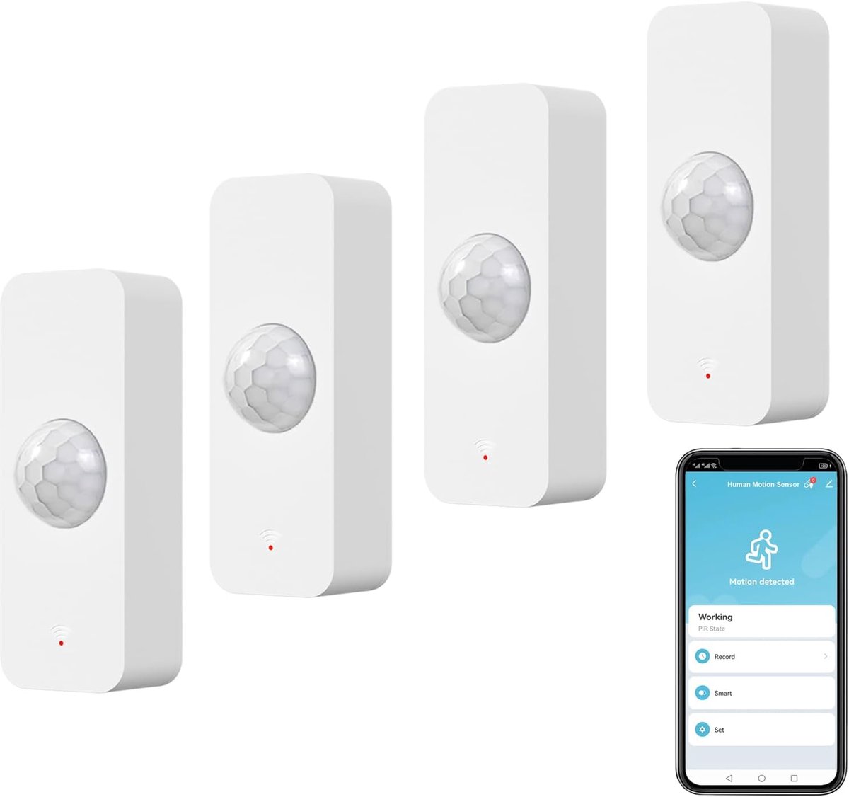 SnelShoppen - Wifi-bewegingssensor, intelligente bewegingsmelder voor thuisveiligheid, draadloze bewegingssensor met afstandsbediening en spraakopdrac