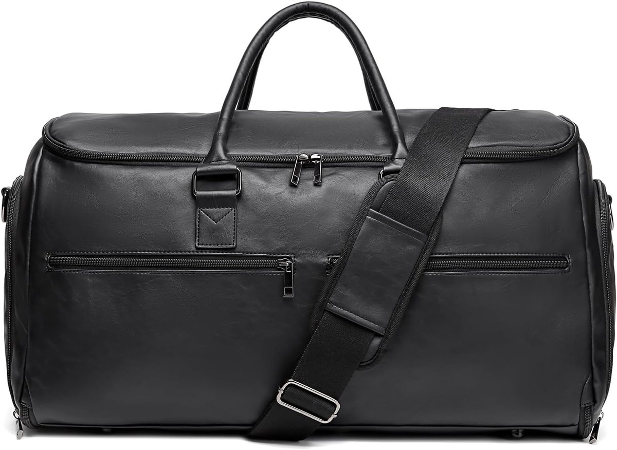 SnelShoppen - Convertible Carry on Garment Bag voor Vrouwen, Lederen Kledingtassen met Schoenenzak, 2-in-1 Hangende Koffer, Reistassen Plunjezak, Donk