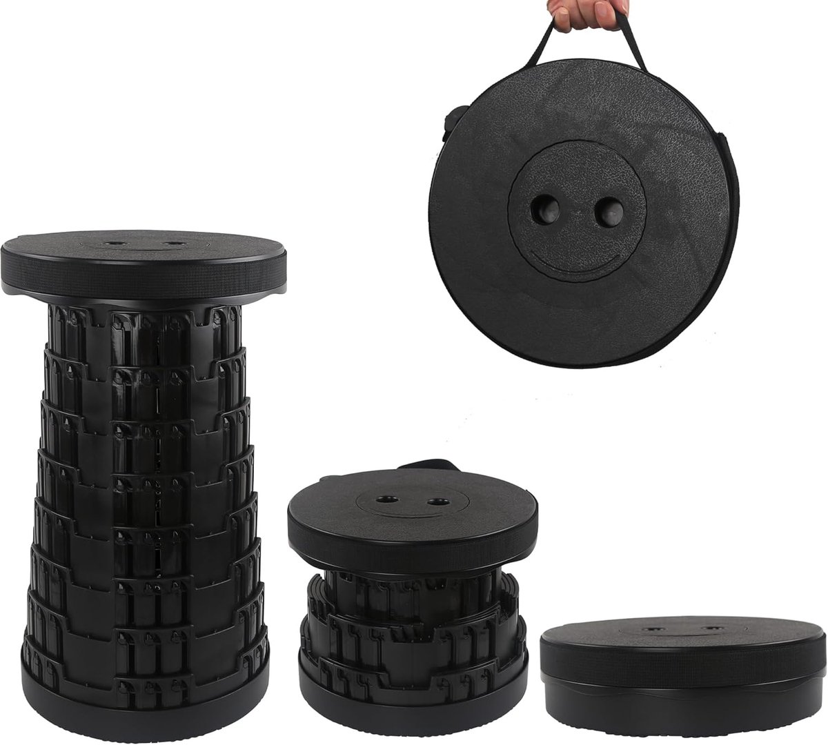 SnelShoppen - Opvouwbare Kruk - Draagkracht 215 kg, 7 Hoogtes Instelbaar, Telescopisch, Ideaal voor Reizen, Outdoor, Tuin, Vissen, BBQ, Binnen, Keuken