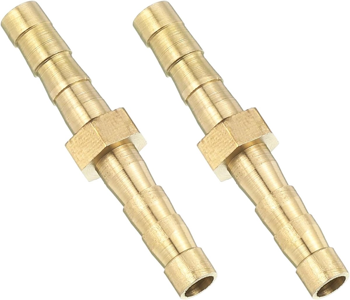 Hose Connector 5 mm, Messing Dubbele Nippel Koppeling, 2 Stuks, Slangverbindingen voor Tuin en Gasgebruik