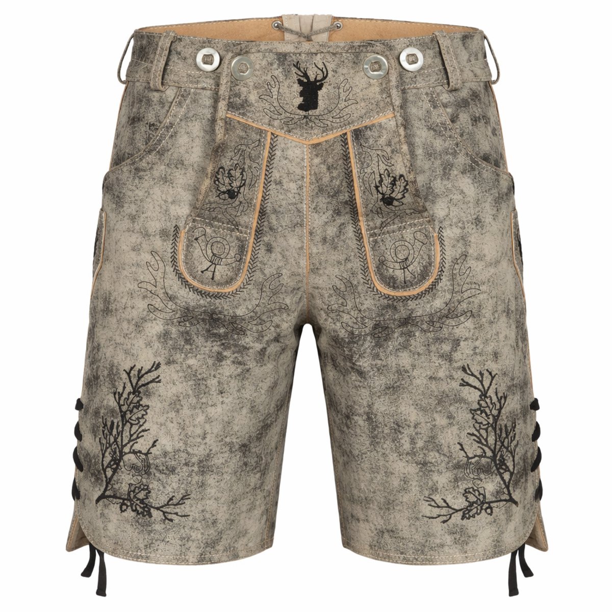 PAULGOS heren-traditionele lederen broek, kort - HK3 ANTIK - echt leer - verkrijgbaar in 3 kleuren - maat 44 - 60