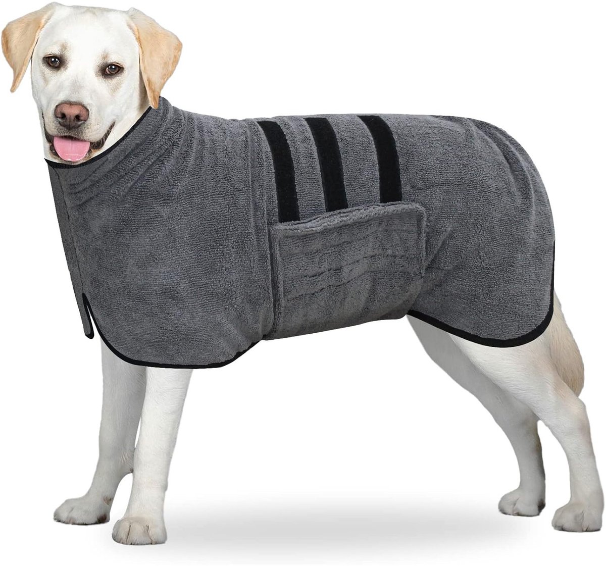 Huisdier Badjas M - Sneldrogende Hondenhanddoek - Microvezel Droogjas voor Honden en Katten - Absorberende Badjas voor Middelgrote Honden - Zachte Pet Badjas - Donkergrijs