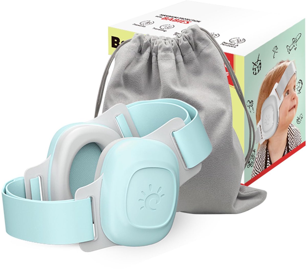 SnelShoppen - Oorbeschermers voor baby's - Ruisonderdrukking, Verstelbaar Comfort, ABS/PU Materiaal, Gehoorbescherming voor Baby's en Peuters (0-48 ma