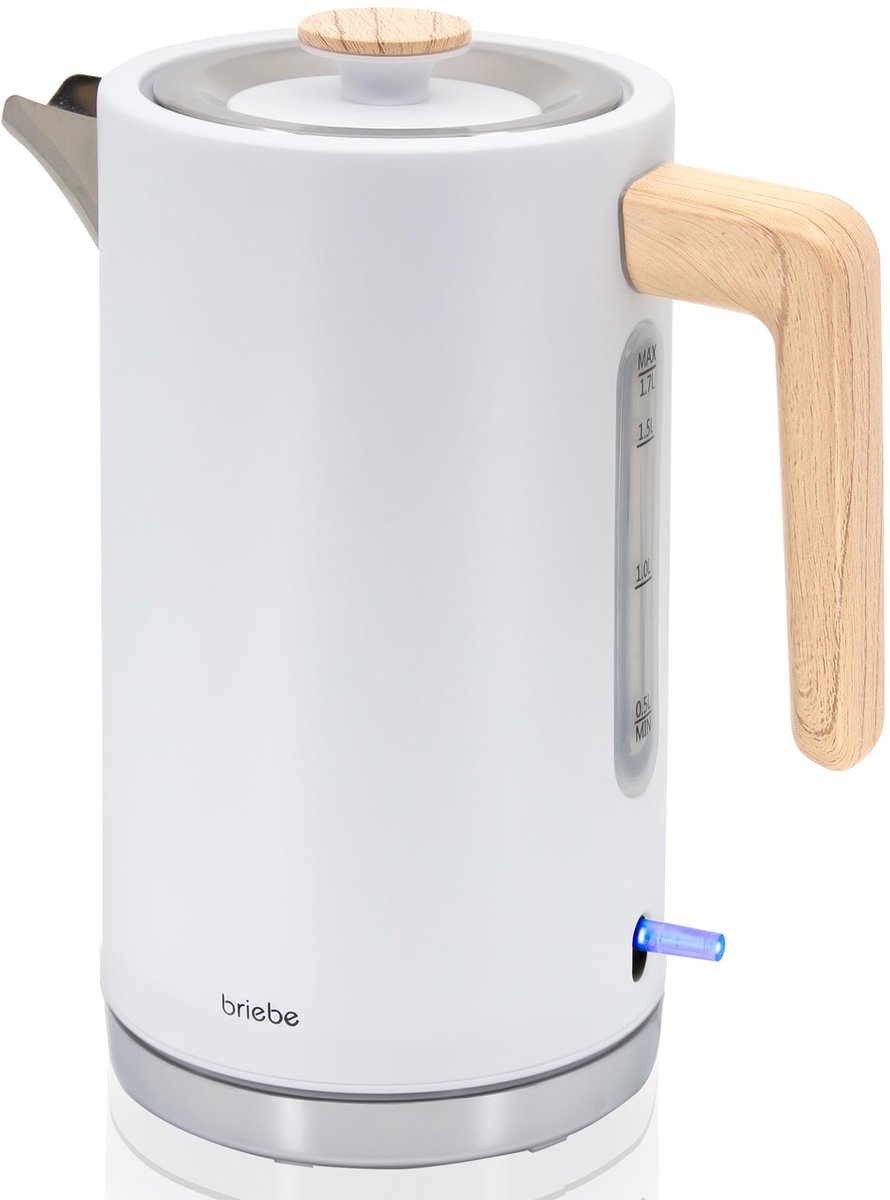 SnelShoppen - Nordic Elektrische Waterkoker 1,7 L Draadloos 2200 W Snel Koken BPA-vrij 360° Basis Strix-controller Automatische Uitschakeling Houten H